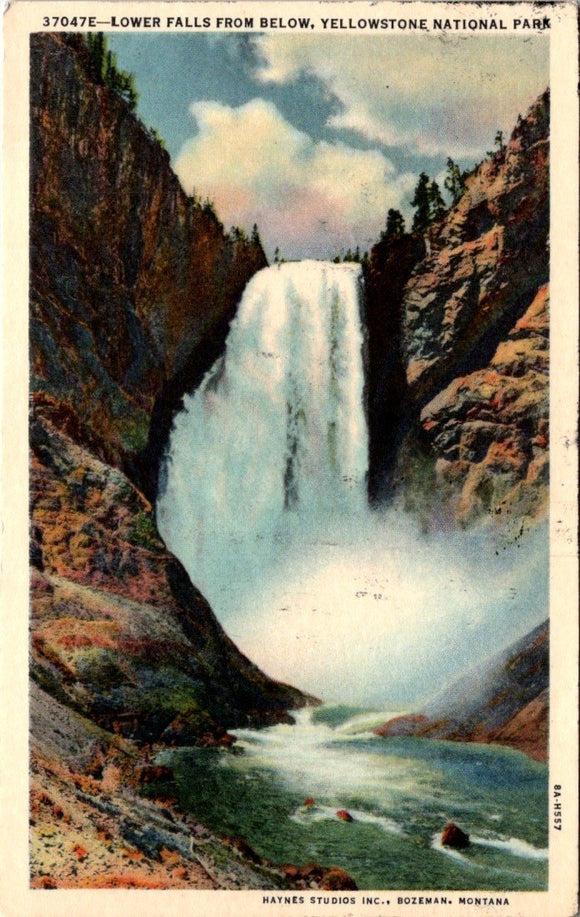 Postcard Lower Falls Yellowstone National Park unaddressed $$ 395636