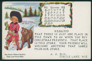 Postcard 1912 Blix Store to/from Turtle Lake WI $$ 395652