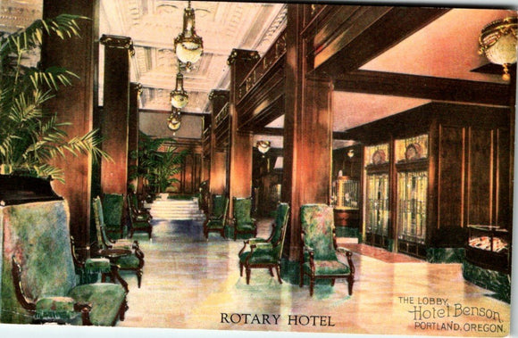 Postcard 1921 Hotel Benson (Rotary Mtg) Portland OR to Boise ID $$ 395666