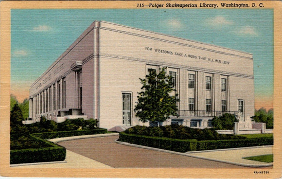 Postcard 1947 Folger Library Washington DC to Salmon ID $$ 395707