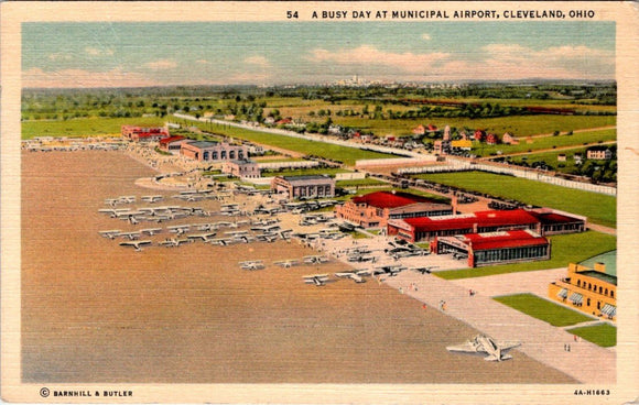 Postcard 1938 Municipal Airport Cleveland OH to Salmon ID $$ 395715
