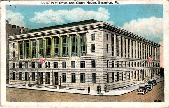 Postcard 1935 U.S. Post Office and Courthouse Scranton PA to Salmon ID $$ 395716