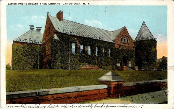 Postcard 1929 Jamestown Library to Salmon ID $$ 395722