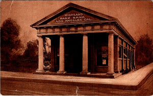 Postcard 190X Highland Park Bank Los Angeles CA to St. Louis MO $$ 395731