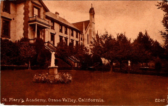 Postcard 1912 St Mary's Academy Grass Valley CA to Los Angeles CA $$ 395732