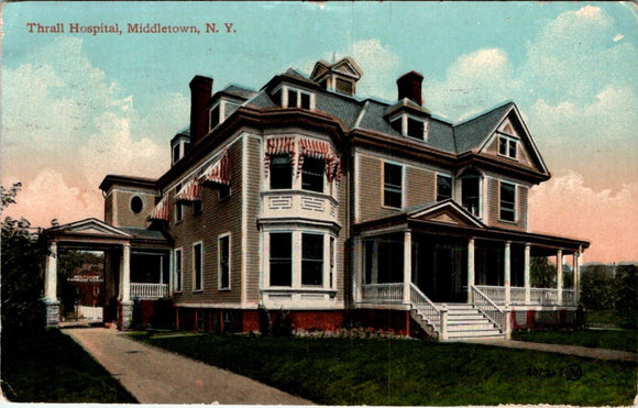 Postcard 1911 Thrall Hospital Middletown NY to Los Angeles CA $$ 395733