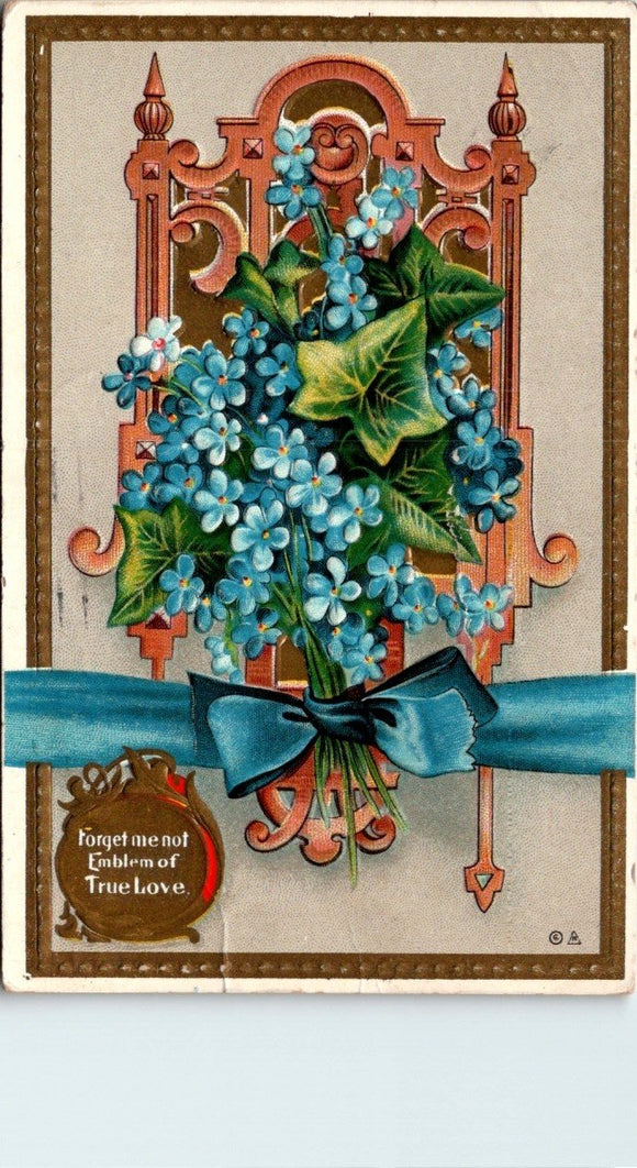 Postcard 1912 Forget Me Not Flowers Cumberland to Turtle Lake WI $$ 395752