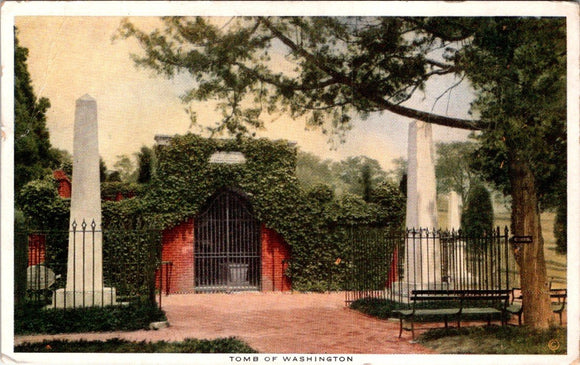 Postcard 1923 Washington's Tomb Mt. Vernon VA to Stockton CA $$ 395763