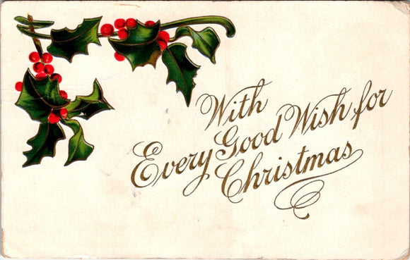 Postcard 1911 Christmas Greeting Scottdale to Ruffsdale Pa $$ 395778