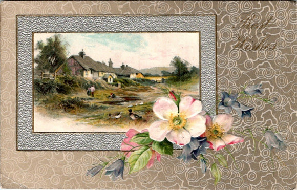 Postcard 1911 Floral Greeting to/from Ruffsdale PA $$ 395780