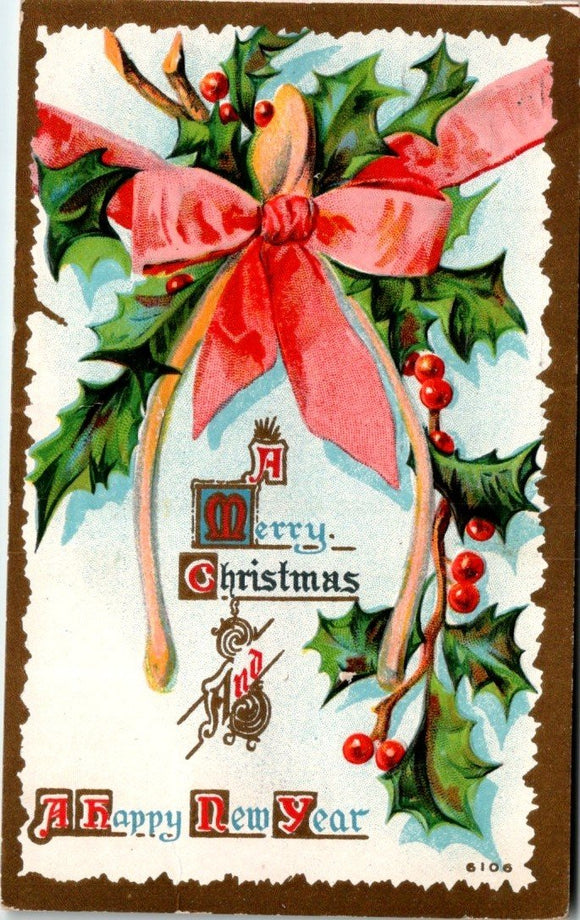 Postcard 1911 Christmas and New Year Cumberland to Turtle Lake WI $$ 395785