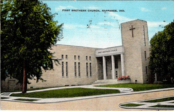 Postcard 1953 First Brethren Church Nappanee IN to Salmon ID $$ 395881