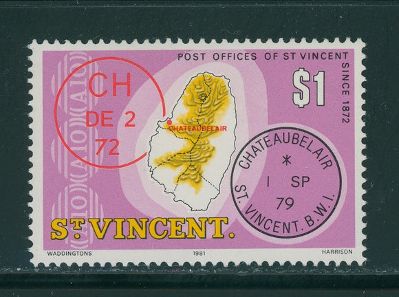 St. Vincent Scott #563-1 MNH 1981 REISSUE Cancels and Map $1 $$ 395908