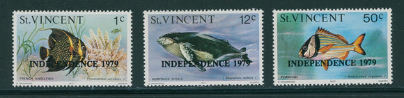 St. Vincent Scott #572//581 MNH OVPT INDEPENDENCE on Fish 1977 $$ 395916
