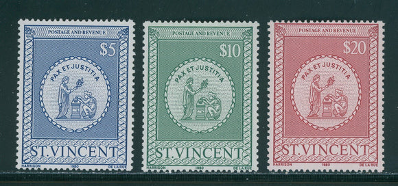 St. Vincent Scott #AR4-AR6 MNH State Seal of St. Vincent CV$12+ 395919