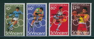 St. Vincent Scott #B5-B8 MNH Hurricane Relief on Olympics CV$2+ 395922