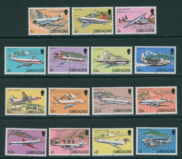 Gibraltar Scott #416-430 MNH 1982 Airplanes Definitives CV$35+ 395946
