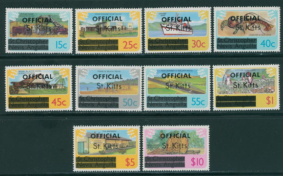 St. Kitts Scott #O1-O10 MNH OFFICIAL On 1st Issue CV$4+ 396014