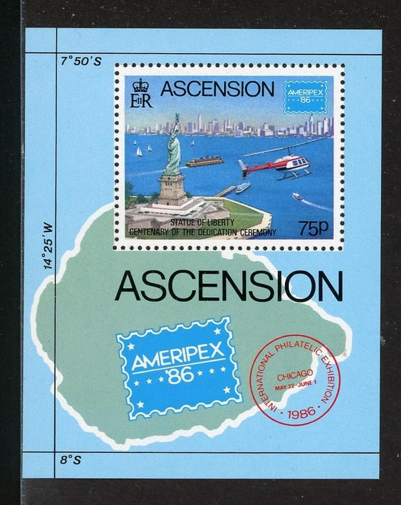 Ascension Scott #398 MNH S/S AMERIPEX '86 Stamp EXPO CV$3+ 396151