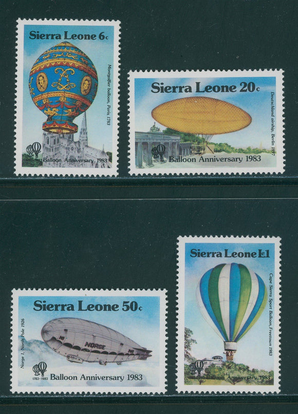 Sierra Leone Scott #596-599 MNH Manned Flight Bicentenary CV$6+ 396232