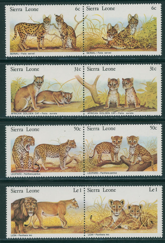 Sierra Leone Scott #498a//504a MNH PAIRS Wild Cats Lions Leopards CV$11+ 396239