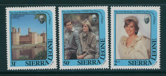 Sierra Leone Scott #531-533 MNH Princess Diana's 21st Birthday CV$3+ 396244
