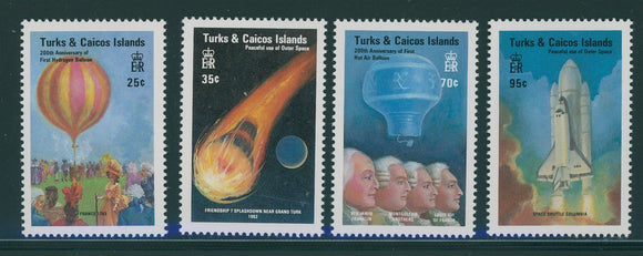 Turks & Caicos Scott #573-576 MNH Manned Flight Bicentenary Space CV$2+ 396260