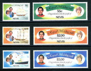 Nevis Scott #135-140 MNH Prince Charles Lady Diana Wedding CV$3+ 396290