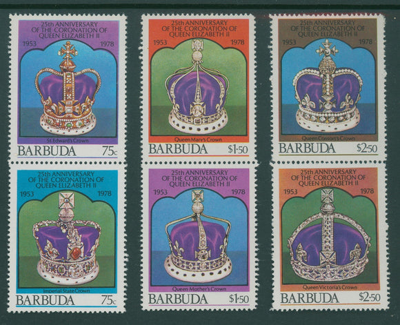 Barbuda Scott #345-347 MNH PAIRS Queen Elizabeth II Coronation 25th $$ 396314