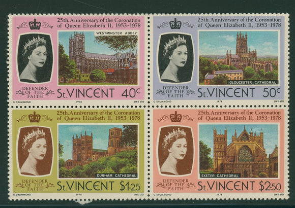 St. Vincent Scott #528-531 MNH BLOCK Queen Elizabeth II Coronation ANN $$ 406667