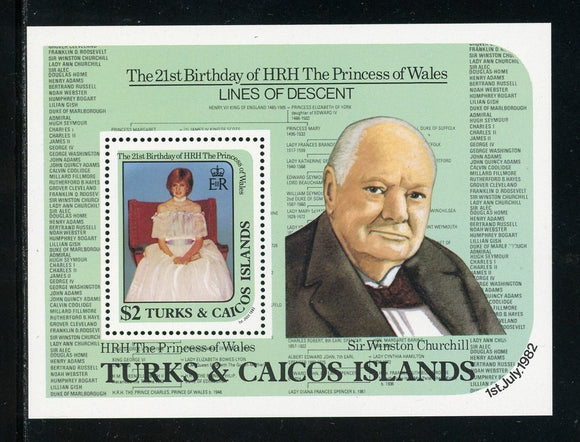 Turks & Caicos Scott #534 MNH S/S Princess Diana 21st CV$3+ 406739