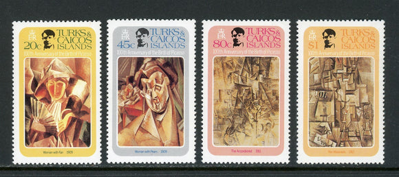 Turks & Caicos Scott #481-484 MNH Picasso 100th Birth ANN CV$2+ 406780