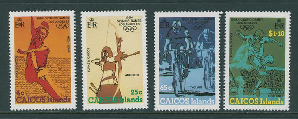 Caicos Islands Scott #37-40 MNH OLYMPICS 1984 Los Angeles CV$4+ 406809