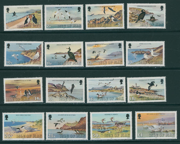 Isle of Man Scott #224-239 MNH 1983 Birds FAUNA COMPLETE CV$12+ 406894