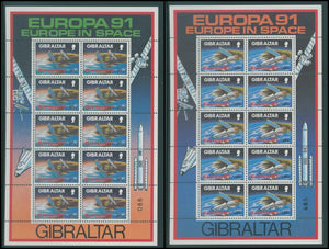 Gibraltar Scott #585-586 MNH SHEETS of 10 Europa 1991 Space CV$19+ 408621