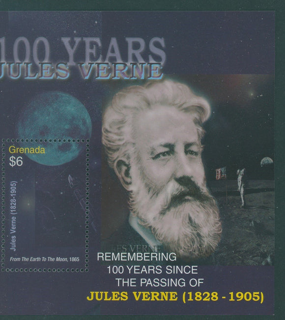 Grenada Scott #3524 MNH S/S Jules Verne Death Centenary Globe Space CV$6+ 408663