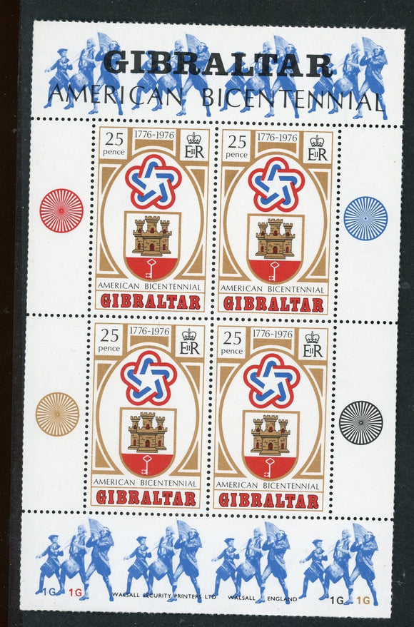 Gibraltar Scott #329a MNH S/S U.S. Bicentennial CV$4+ 408693 ISH