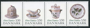 Denmark Scott #919a MNH STRIP Flora Danica Porcelain CV$5+ 409970 ISH
