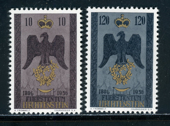 Liechtenstein Scott #301-302 MNH Independence 150th ANN CV$12+ 410064 ISH
