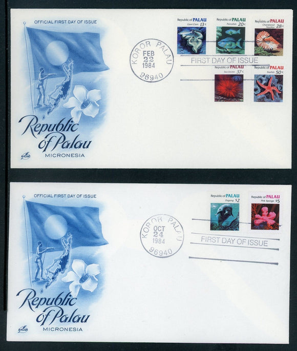 Palau Scott #13//21 FIRST DAY COVERS 1984 Definitives Marine Life $$ 414170