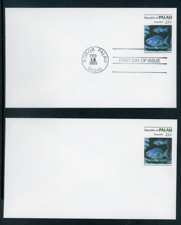 Palau OS #16 MNH Postal Stationery 1985 22c Parrot Fish $$ 414172