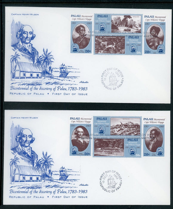 Palau Scott #33-40-1 FIRST DAY COVERS Captain Wilson's Voyage $$ 414187