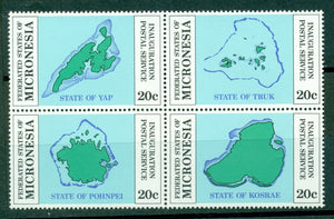 Micronesia Scott #4a MNH BLOCK Postal Service Islands Maps $$ 414191