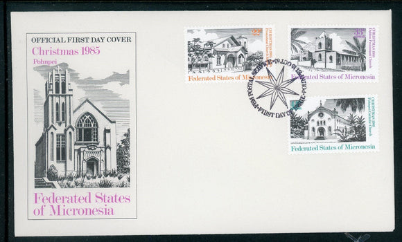 Micronesia Scott #24//C14 FIRST DAY COVER Christmas 1985 Churches $$ 414218