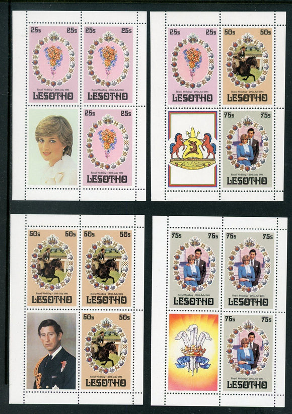 Lesotho Scott #335a//337c MNH PANES Prince Charles Lady Diana Wed CV$5+ 414262