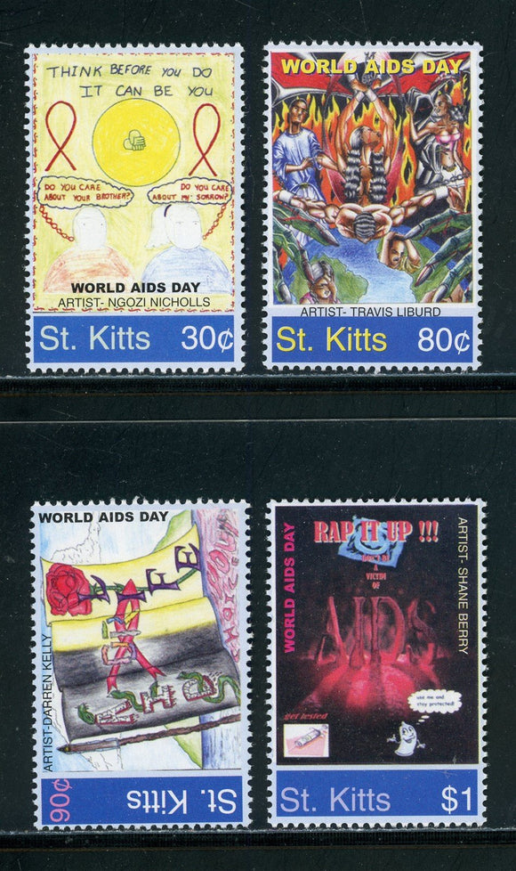 St. Kitts Scott #603-606 MNH World Aids Day CV$3+ 414285