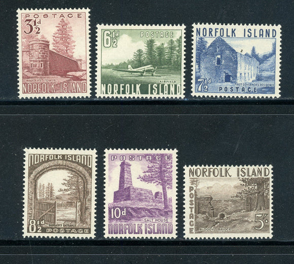 Norfolk Island Scott #13-18 MLH 1953 Definitives Castles Buildings CV$57+ 414347