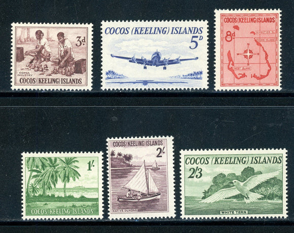 Cocos Islands Scott #1-6 MLH 1963 Definitives CV$26+ 414349