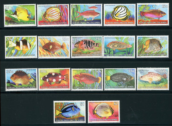 Cocos Islands Scott #34-50 MNH 1979-'80 Fish Definitives CV$10+ 414412