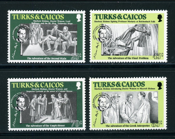 Turks & Caicos Scott #629-632 MNH Sir Arthur Conan Doyle CV$20+ 414519